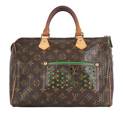 Perforated Speedy 30, &pound;475, Handbags, Brown, Coated Canvas/Leather/Suede, Front view